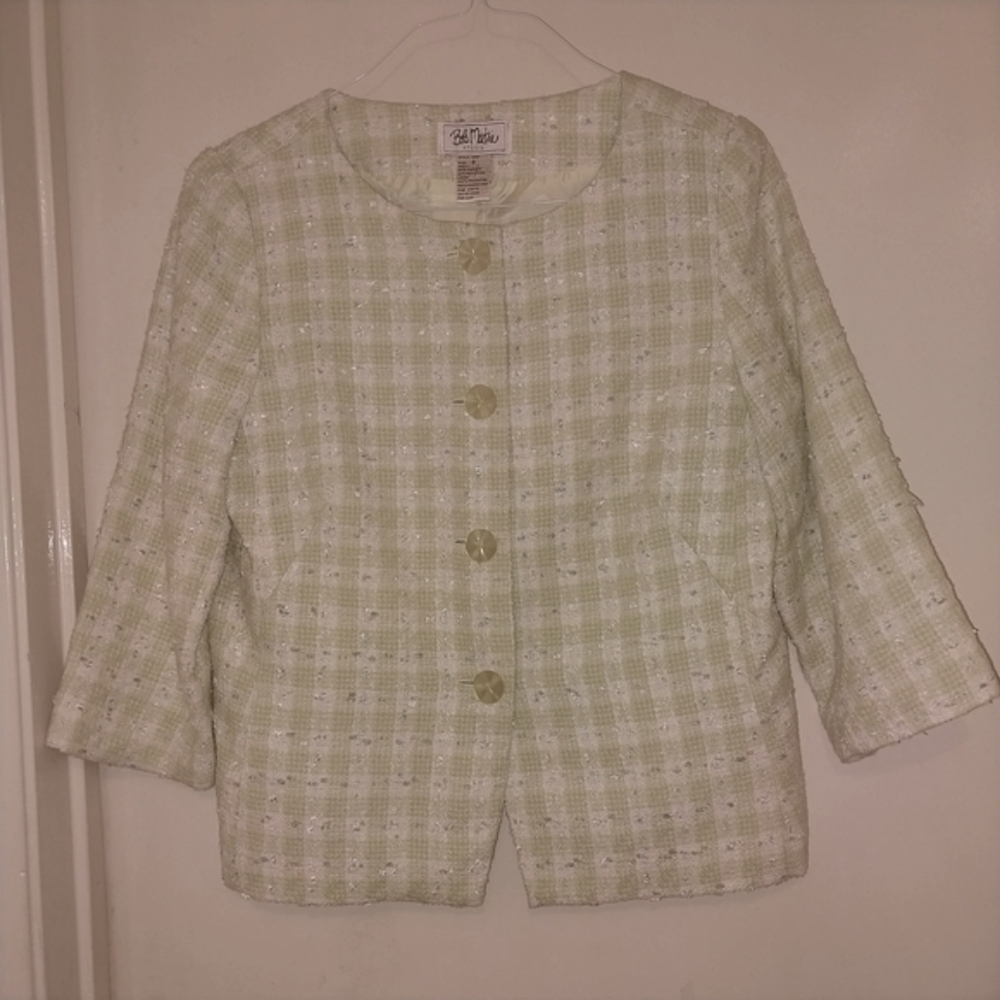 Bob Mackie Light Green Plaid Jacket